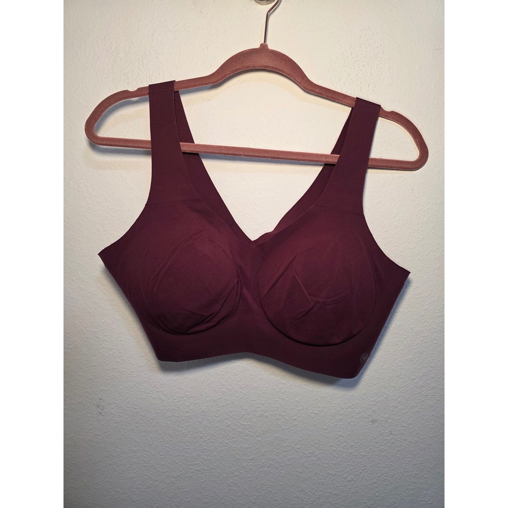 Honeylove Crossover Bra Burgundy Wine Red Seamless Wire Free Size XL Womens